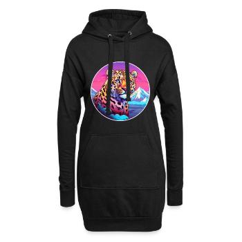 Léopard Aquarelle Dessin Animé Kawaii Animal De Compagnie Animal Couleur - Sweat-shirt à capuche long Femme - noir - Devant