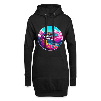 Schlange Aquarell Karikatur Kawaii Haustier Tier Farbefu - Hoodie-Kleid - Schwarz - Vorne