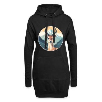 Antilope aquarelle dessin animé kawaii animal animal Colo - Sweat-shirt à capuche long Femme - noir - Devant