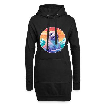Siegel Aquarell Karikatur Kawaii Haustier Tier Bunt - Hoodie-Kleid - Schwarz - Vorne