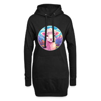 Schaf Aquarell Karikatur Kawaii Haustier Tier Farbefu - Hoodie-Kleid - Schwarz - Vorne