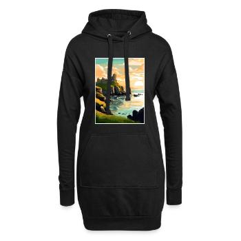 Dunluce Castle Irlande Vintage Travel Poster WPA - Sweat-shirt à capuche long Femme - noir - Devant