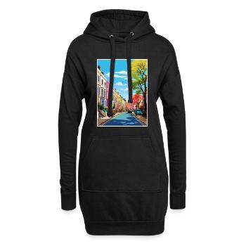 Notting Hill Londres Vintage voyage affiche Souvenir - Sweat-shirt à capuche long Femme - noir - Devant