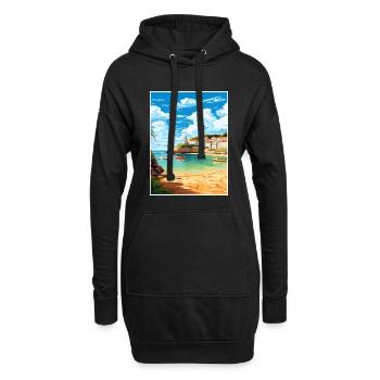 Portscatho Cornwall Vintage voyage affiche Souvenir - Sweat-shirt à capuche long Femme - noir - Devant