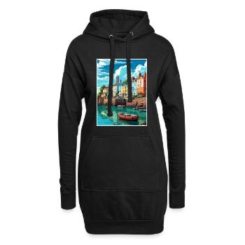 Tenby paysage marin Pays de Galles Vintage voyage affiche WPA Art - Sweat-shirt à capuche long Femme - noir - Devant