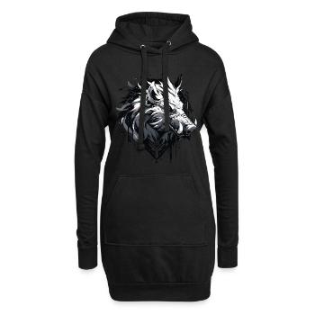 Mecha Tier Tiger Wolf Fuchs Cyborg Wildschwein - Hoodie-Kleid - Schwarz - Vorne