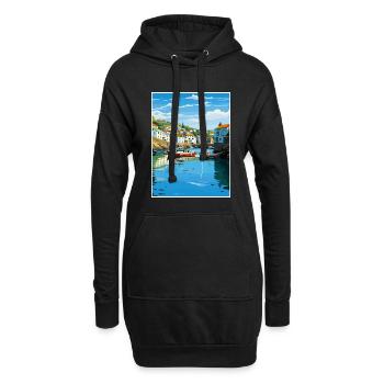 Polperro Cornwall Vintage voyage affiche Souvenir - Sweat-shirt à capuche long Femme - noir - Devant