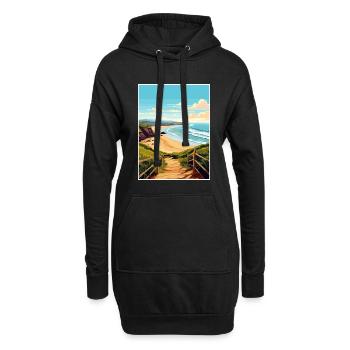 Perranporth Beach Vintage voyage affiche Souvenir - Sweat-shirt à capuche long Femme - noir - Devant
