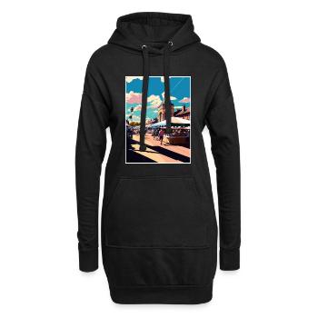 Pontefract Angleterre Vintage voyage affiche Souvenir - Sweat-shirt à capuche long Femme - noir - Devant