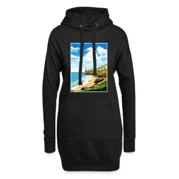 Porthleven Cornwall Vintage voyage affiche Souvenir - Sweat-shirt à capuche long Femme - noir - Devant
