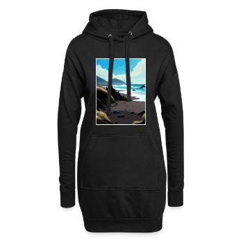 Décor de plage de sable noirSouvenir de la Californie noire - Sweat-shirt à capuche long Femme - noir - Devant