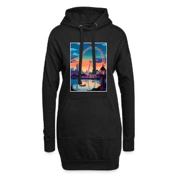 London Eye Vintage Reiseposter WPA Souvenir - Hoodie-Kleid - Schwarz - Vorne