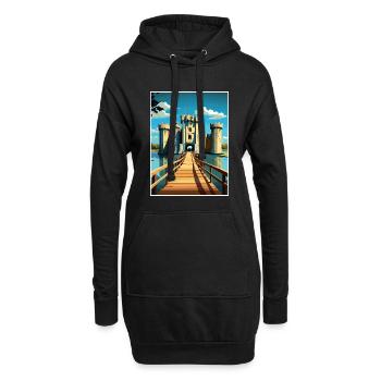 Château de Bodiam Vintage voyage affiche WPA Souvenir - Sweat-shirt à capuche long Femme - noir - Devant