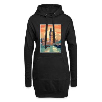 Londres Angleterre Vintage voyage affiche WPA Souvenir - Sweat-shirt à capuche long Femme - noir - Devant