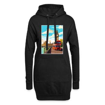 Londres Angleterre Vintage voyage affiche WPA Souvenir - Sweat-shirt à capuche long Femme - noir - Devant