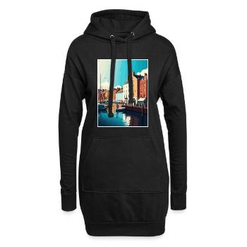 Weymouth, Angleterre, Affiche de voyage vintage, Souvenir - Sweat-shirt à capuche long Femme - noir - Devant
