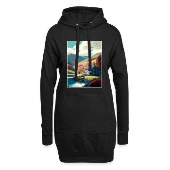 Grasmere Angleterre Vintage voyage affiche Souvenir - Sweat-shirt à capuche long Femme - noir - Devant