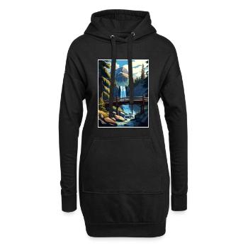 Cascade Falls California Vintage Travel Poster WPA - Hoodie Dress - black - Front