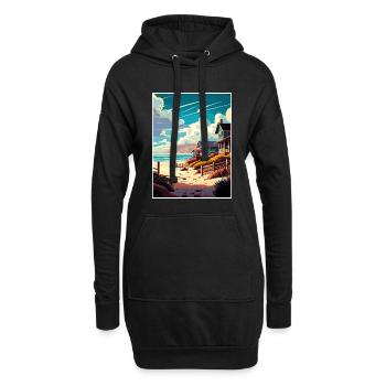 Cambrillo Beach Californie Affiche de voyage Vintage - Sweat-shirt à capuche long Femme - noir - Devant