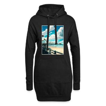 Huntington Beach Californie Vintage affiche de voyage - Sweat-shirt à capuche long Femme - noir - Devant
