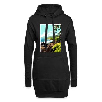 Waianapanapa Hawaï Vintage voyage affiche Souvenir - Sweat-shirt à capuche long Femme - noir - Devant