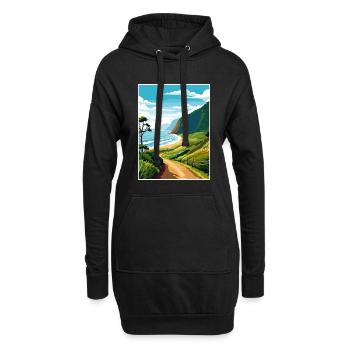 Waipio Valley Hawaï Vintage voyage affiche WPA Art - Sweat-shirt à capuche long Femme - noir - Devant