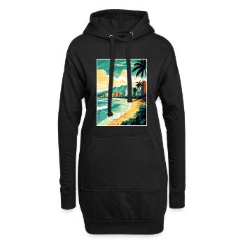Waikiki Beach Hawaii Vintage Reiseposter WPA Kunst - Hoodie-Kleid - Schwarz - Vorne