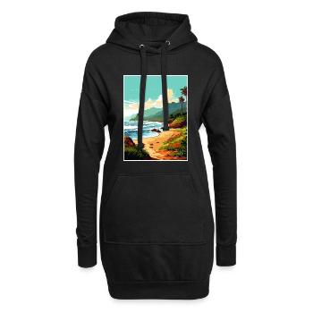 Ke E Beach Hawaï Vintage voyage affiche Souvenir - Sweat-shirt à capuche long Femme - noir - Devant