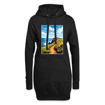 Nugget Point Nouvelle-Zélande Vintage Affiche de voyage WPA - Sweat-shirt à capuche long Femme - noir - Devant