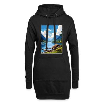 Fiordland Nationalpark Neuseeland Reiseposter - Hoodie-Kleid - Schwarz - Vorne
