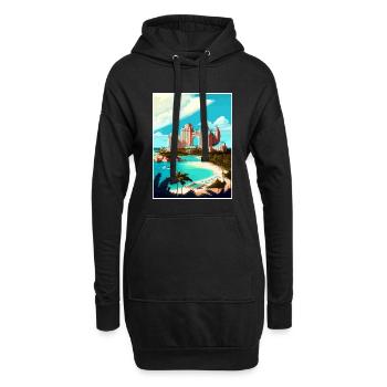 Atlantis Paradise Caraïbes Vintage Affiche de voyage - Sweat-shirt à capuche long Femme - noir - Devant