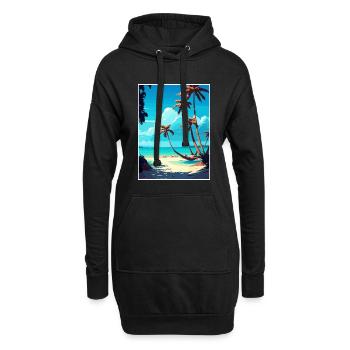 Bavaro Caraïbes Îles Tropicales Affiche de voyage - Sweat-shirt à capuche long Femme - noir - Devant
