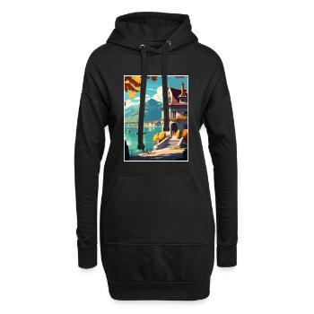 Annecy Décoration Vintage Voyage Poster Souvenir - Sweat-shirt à capuche long Femme - noir - Devant