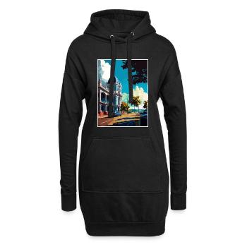 Kingston Caraïbes Vintage voyage affiche Souvenir - Sweat-shirt à capuche long Femme - noir - Devant