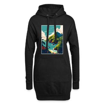 Dominica Karibik Vintage Reiseposter Souvenir - Hoodie-Kleid - Schwarz - Vorne