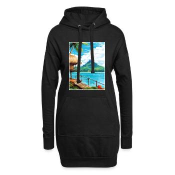Bora Polynésie Française Vintage Voyage Poster WPA - Sweat-shirt à capuche long Femme - noir - Devant