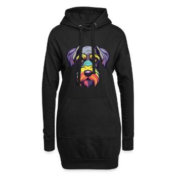 Miniature Schnauzer chien race aquarelle dessin animé K - Sweat-shirt à capuche long Femme - noir - Devant