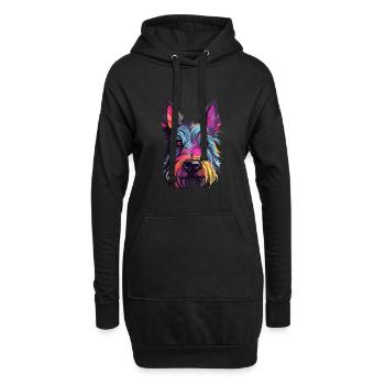 Scottish Terrier Hunderasse Aquarell Karikatur Kawa - Hoodie-Kleid - Schwarz - Vorne