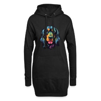 Gordon Setter Chien Race Aquarelle Dessin Animé Kawaii - Sweat-shirt à capuche long Femme - noir - Devant