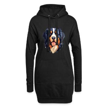 Berner Sennenhund Rasse Aquarell Cartoon Kawa - Hoodie-Kleid - Schwarz - Vorne