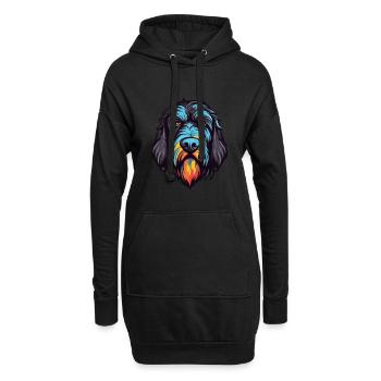 Schwarzer Russischer Terrier Hund Rasse Aquarell Karikatur - Hoodie-Kleid - Schwarz - Vorne