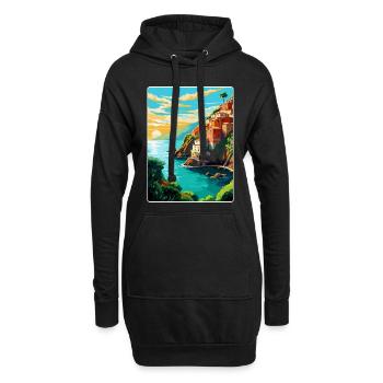 Cinque Terre Italie Affiche de voyage vintage souvenir - Sweat-shirt à capuche long Femme - noir - Devant