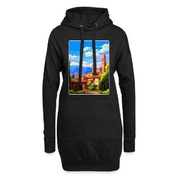 Bergamo Italien Vintage Reiseposter WPA Souvenir - Hoodie-Kleid - Schwarz - Vorne