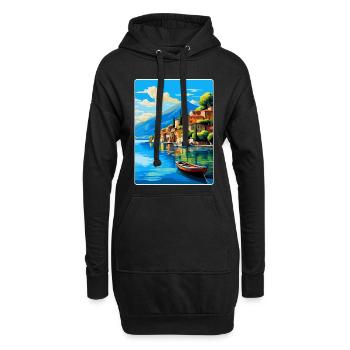 Lac d’Iseo Italie Affiche de voyage vintage Souvenir WPA - Sweat-shirt à capuche long Femme - noir - Devant