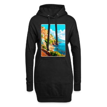 Amalfi Italie Affiche de voyage vintage WPA Souvenir - Sweat-shirt à capuche long Femme - noir - Devant