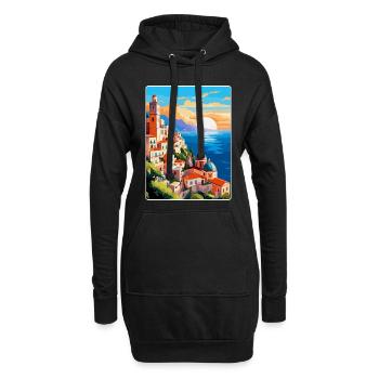 Amalfi Italie Affiche de voyage vintage WPA Souvenir - Sweat-shirt à capuche long Femme - noir - Devant