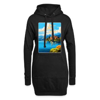 Lac d’Orta Italie Affiche de voyage vintage Souvenir WPA - Sweat-shirt à capuche long Femme - noir - Devant