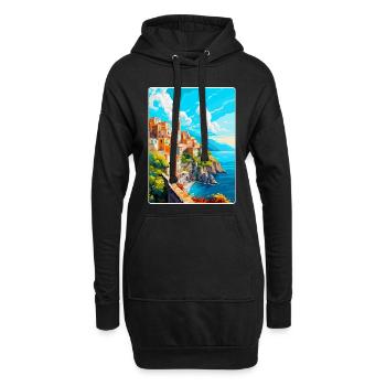 Amalfi Italie Affiche de voyage vintage WPA Souvenir - Sweat-shirt à capuche long Femme - noir - Devant
