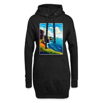 Falaises de Moher Irlande Royaume-Uni Affiche de voyage vintage - Sweat-shirt à capuche long Femme - noir - Devant