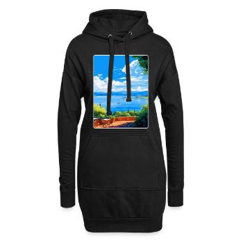 Lac de Bracciano Italie Affiche de voyage vintage WPA Art - Sweat-shirt à capuche long Femme - noir - Devant